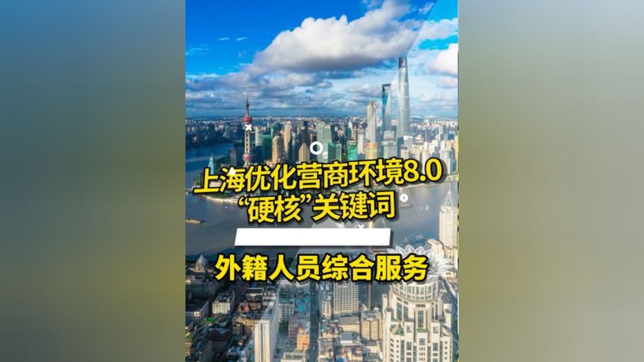 上海优化营商环境 8.0 “硬核”关键词:外籍人员综合服务