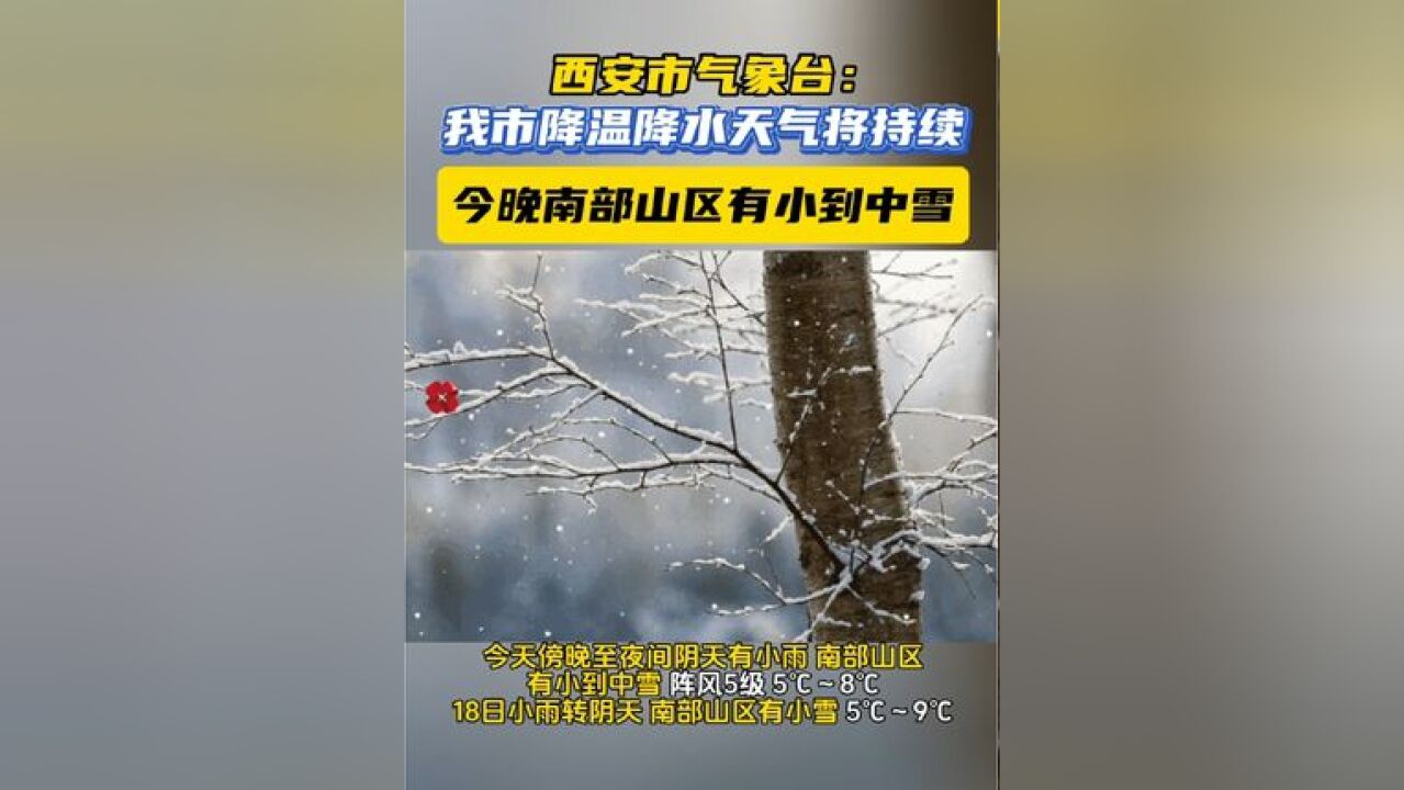 西安市气象台:我市降温降水天气将持续 今晚南部山区有小到中雪