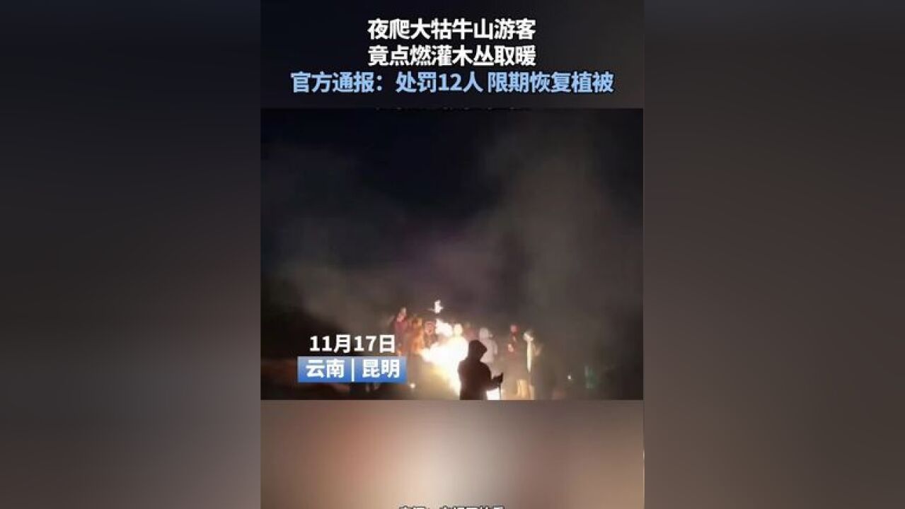 夜爬大牯牛山游客竟点燃灌木丛取暖官方通报:处罚12人限期恢复