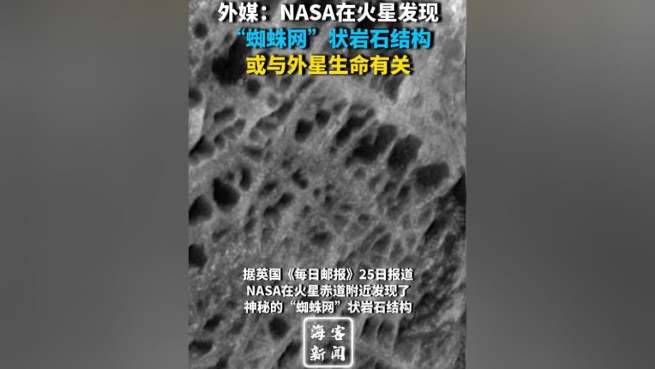 外媒:NASA在火星发现“蜘蛛网”状岩石结构 或与外星生命有关