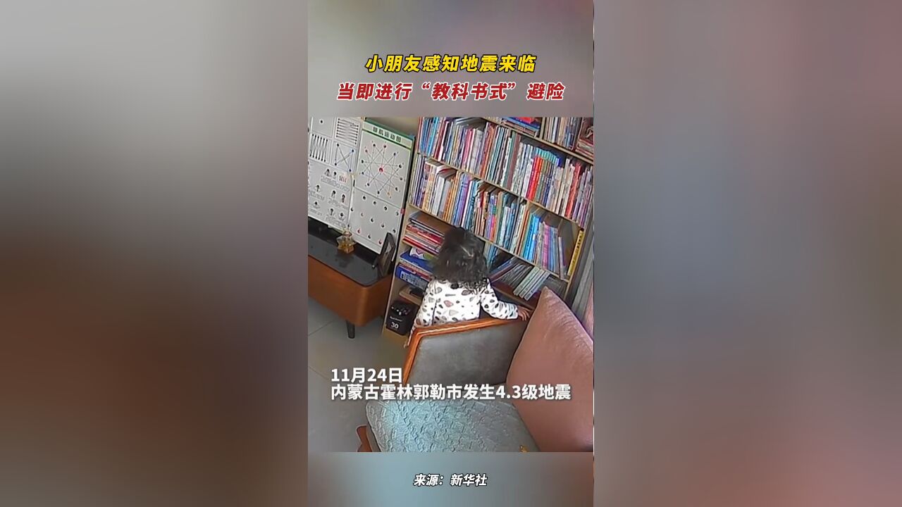 小朋友感知地震来临 当即进行“教科书式”避险