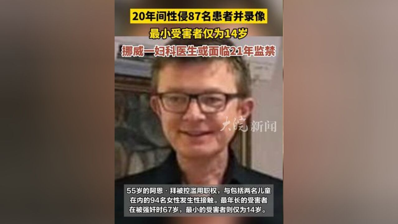 20年间性侵87名患者并录像 ,最小受害者仅为14岁,挪威一妇科医生或面临21年监禁