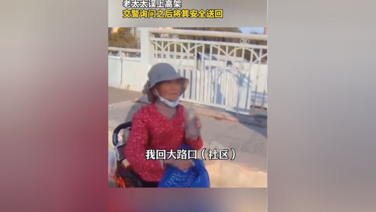 老太太误上高架遇到暖心交警将其带回