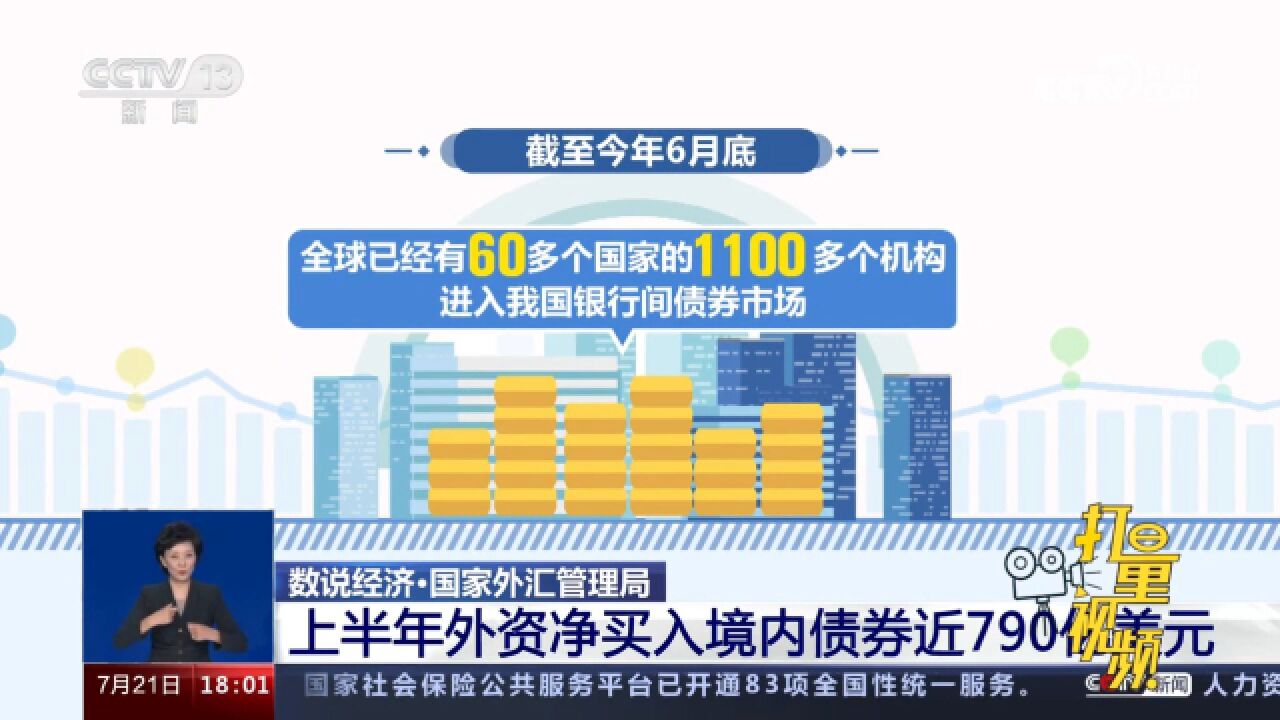 国家外汇管理局:2023年上半年外资净买入境内债券近790亿美元