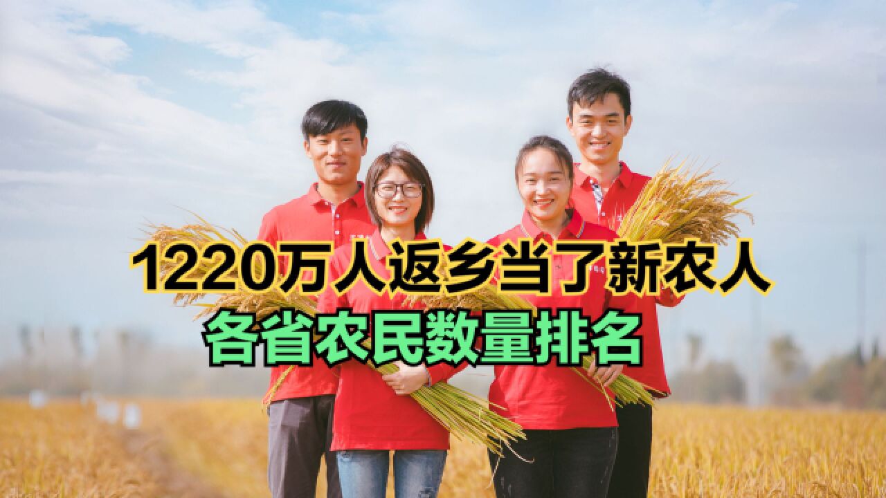 10年间1220万人返乡当了新农人!2022中国各省农村人口数量排名