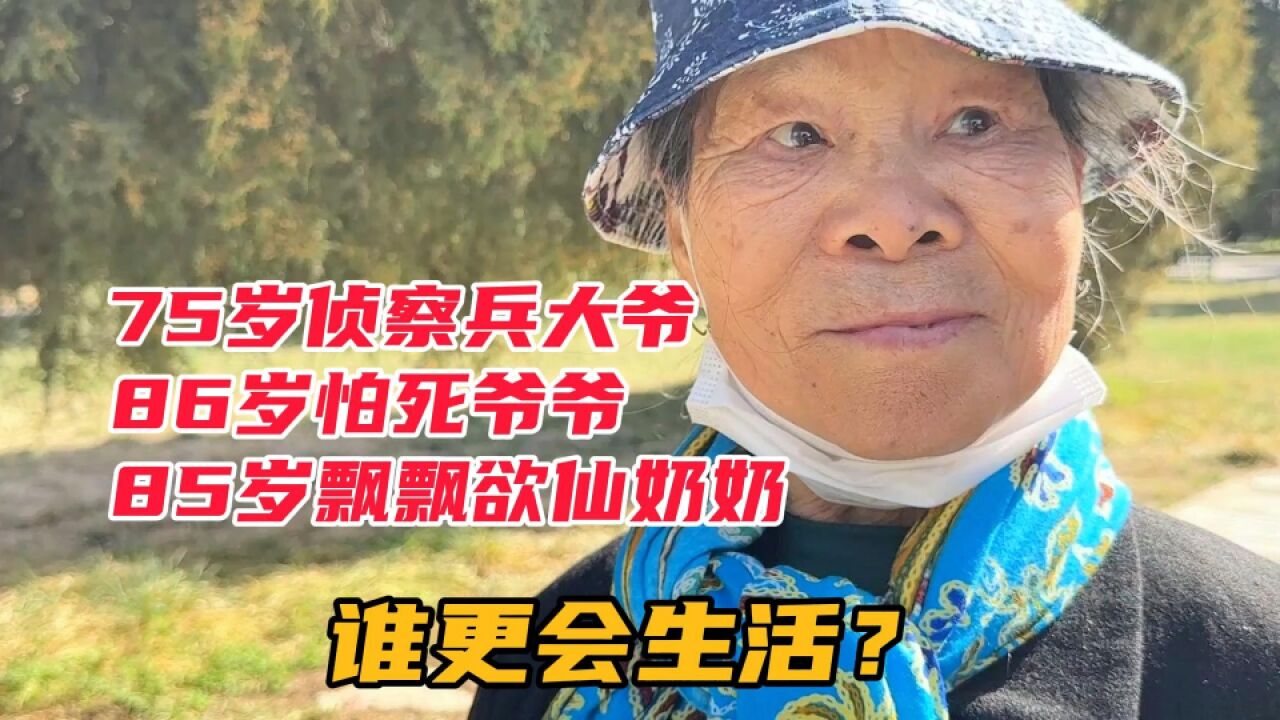 86岁怕死爷爷,85岁飘飘欲仙奶奶,75岁侦察兵大爷,谁更会生活?