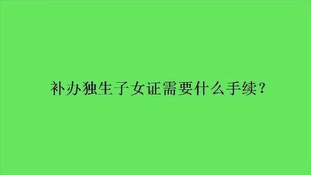 补办独生子女证需要什么手续?