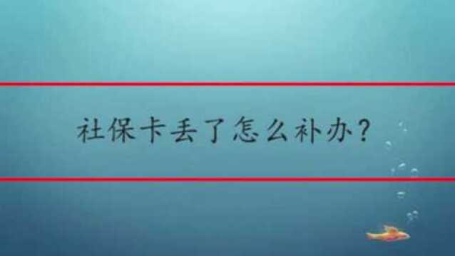 社保卡丢了怎么补办?