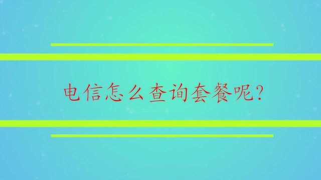 电信怎么查询套餐呢?