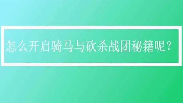 怎么开启骑马与砍杀战团秘籍呢?