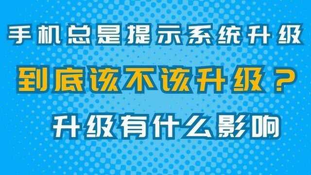 为什么手机总是提示要系统升级,到底该不该升级?升级有什么影响