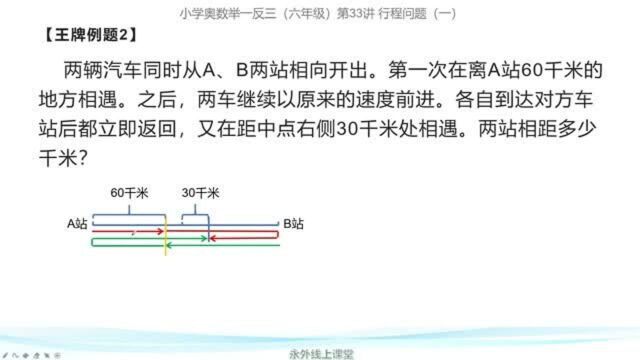 行程问题:相向而行两次相遇问题的解题关键是把握三个全程