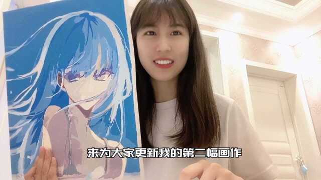 美女可可画画上瘾,画完一幅又买一幅,这是想去当画家