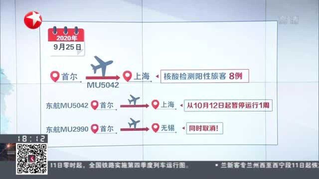 东航9月25日从首尔飞上海的航班有8名旅客核酸检测阳性