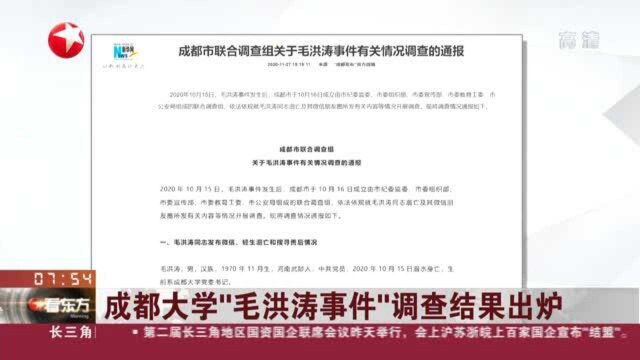 成都大学“毛洪涛事件”调查结果出炉