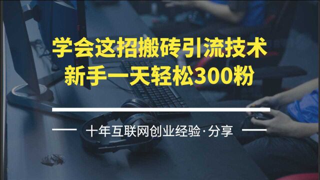 学会这招搬砖引流技术,新手一天轻松300粉