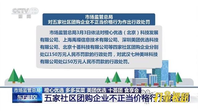 低价倾销、诱骗消费者,美团优选等5家社区团购企业被罚