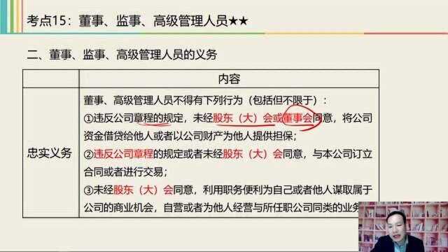 2021中级经济法课程 2.5 公司董事、监事、高级管理人员的资格和义务2