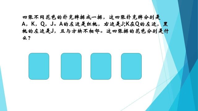 推理问题之四张扑克牌的花色分别是什么