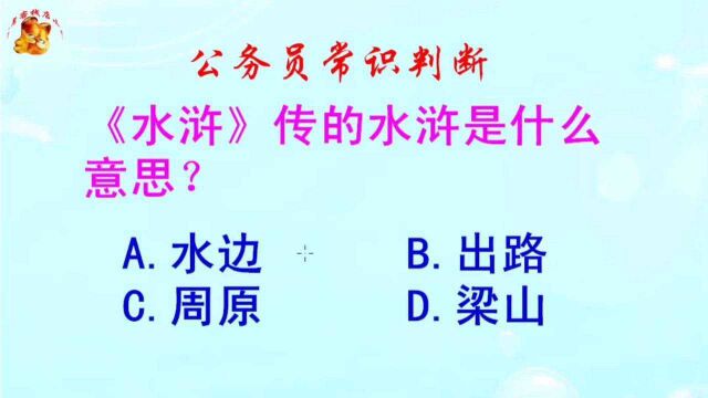 公务员常识判断,《水浒》传的水浒是什么意思?难倒了学霸