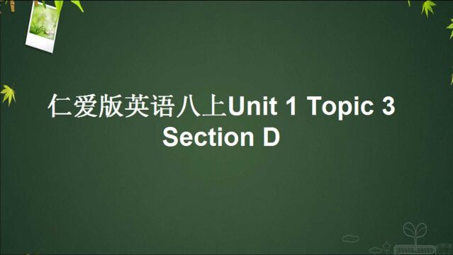 仁爱版八年级英语Unit 1 Topic 3 Setion D知识点