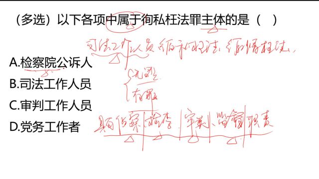 公考真题:(多选)以下各项,属于徇私枉法罪主体的是哪个