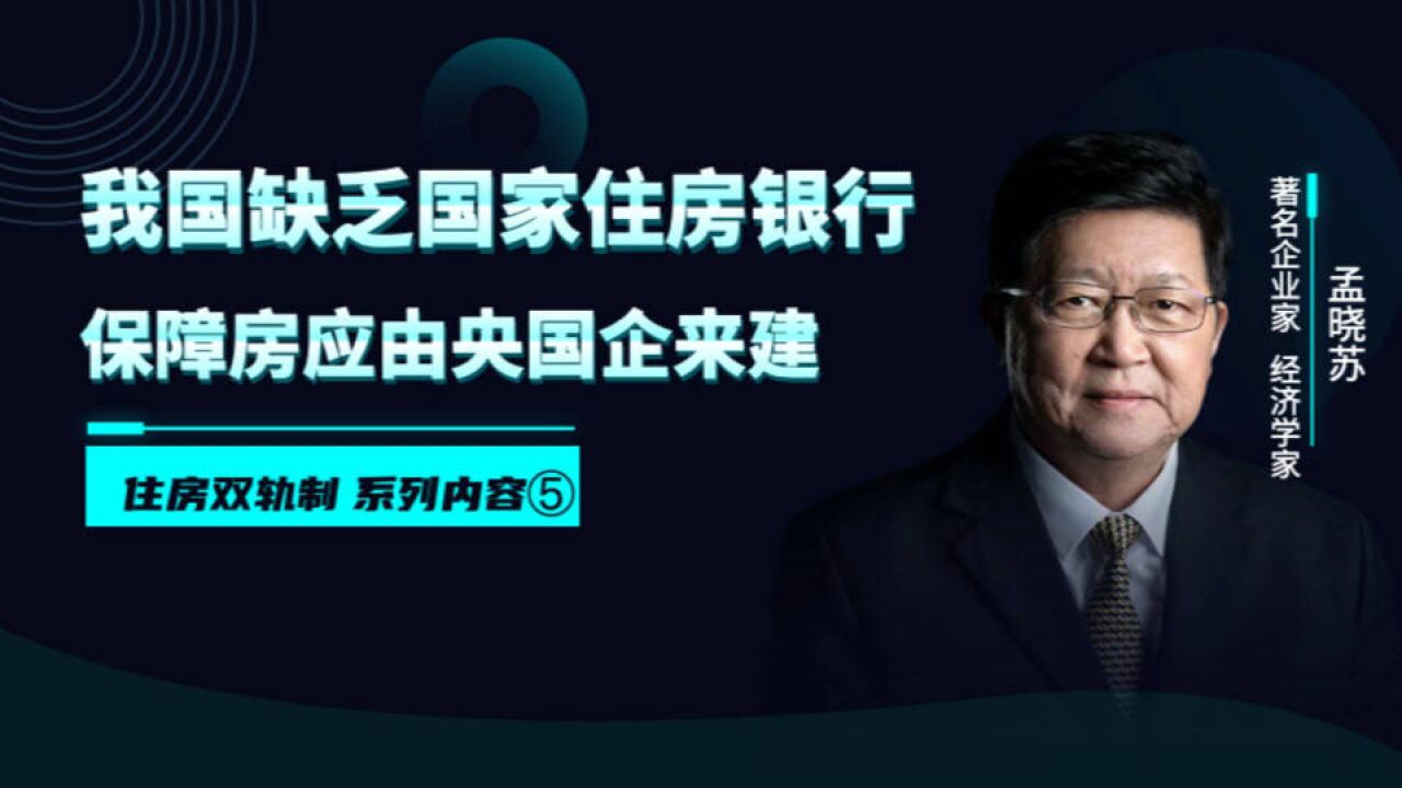 住房双轨制: 我国缺乏国家住房银行,保障房应由央国企来建