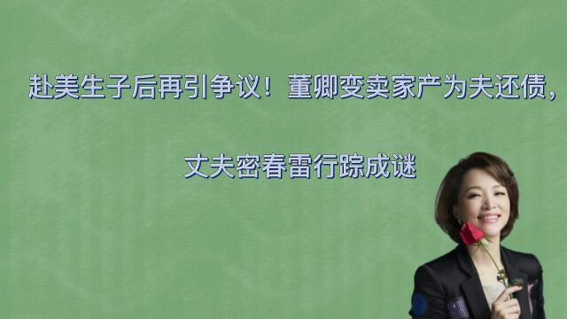 赴美生子后再引争议!董卿变卖家产为夫还债,丈夫密春雷行踪成谜