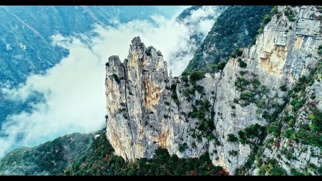 航拍巫山神女峰,推荐上午去观赏,有雾如仙境一般!