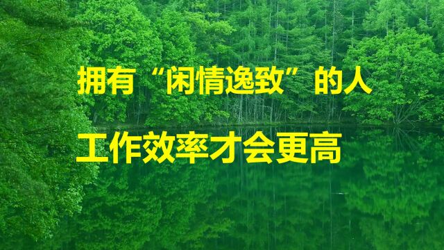 拥有“闲情逸致”的人,工作效率才会更高