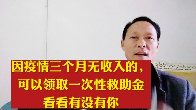 因疫情期间三个月没有收入的可以一次性领取救助金看看有没有你