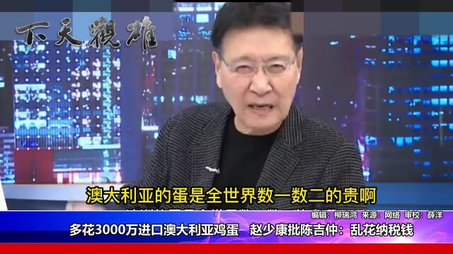 多花3000万进口澳大利亚鸡蛋,赵少康批陈吉仲:乱花纳税钱