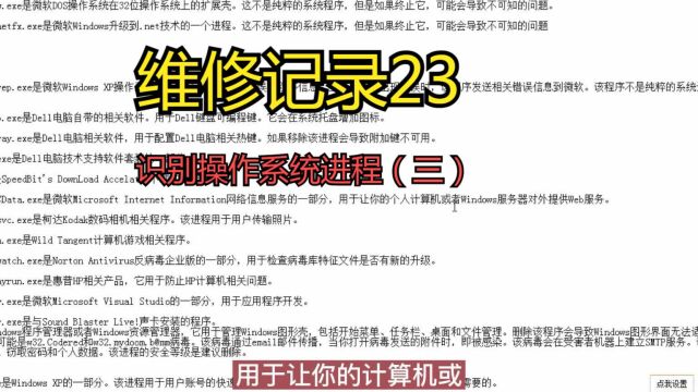 维修记录23 识别操作系统进程(三)