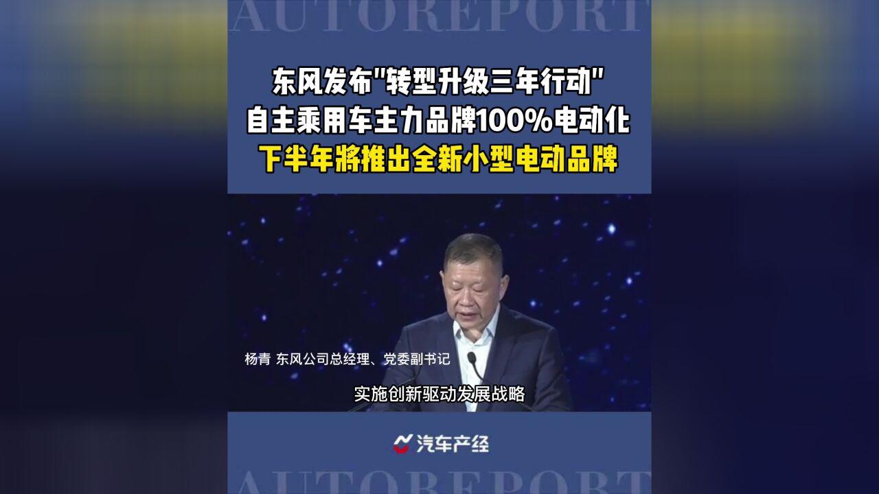 东风发布转型升级三年行动,自主乘用车主力品牌实现100%电动化