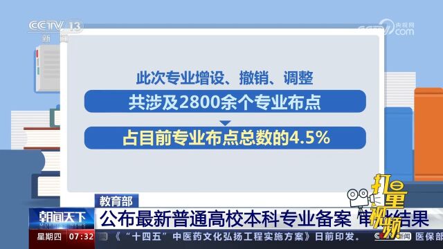 教育部:公布最新普通高校本科专业备案审批结果