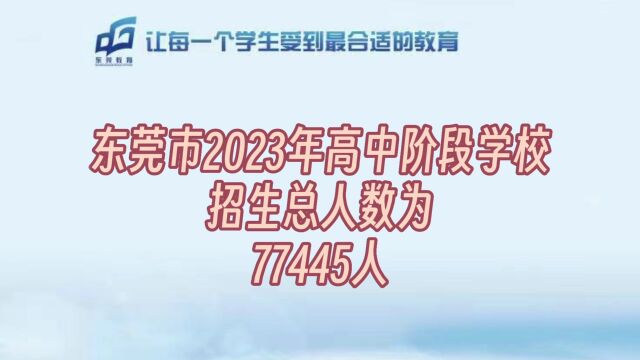 东莞市2023年高中阶段学校计划招生77445人