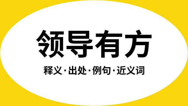 “领导有方”是什么意思?