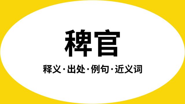 “稗官”是什么意思?