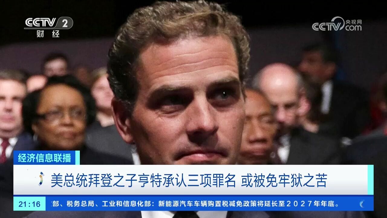 美总统拜登之子亨特承认三项罪名 或被免牢狱之苦