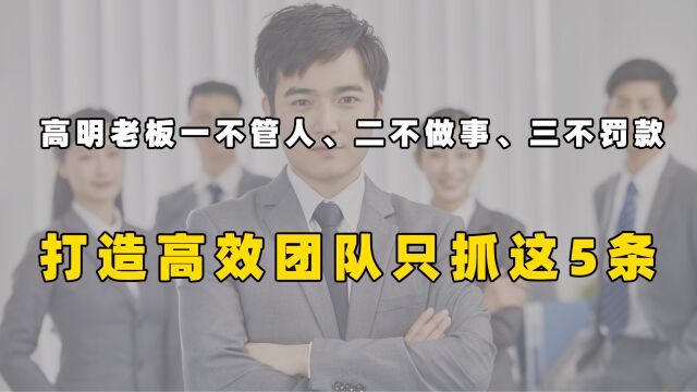 高明老板一不管人、二不做事、三不罚款,打造高效团队只抓这5条