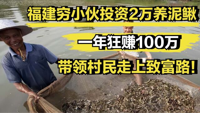 福建穷小伙投资2万养泥鳅,一年狂赚100万,带领村民走上致富路!