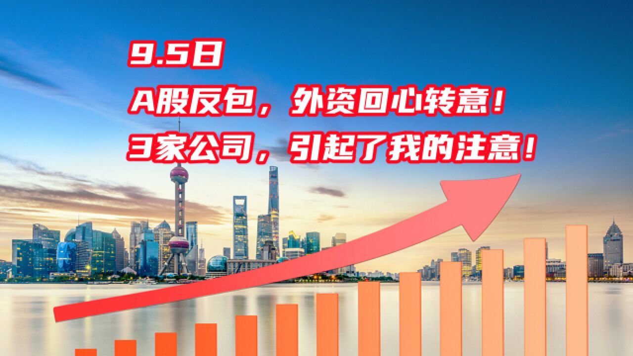 9.5日,A股反包,外资回心转意!3家公司,引起了我的注意!