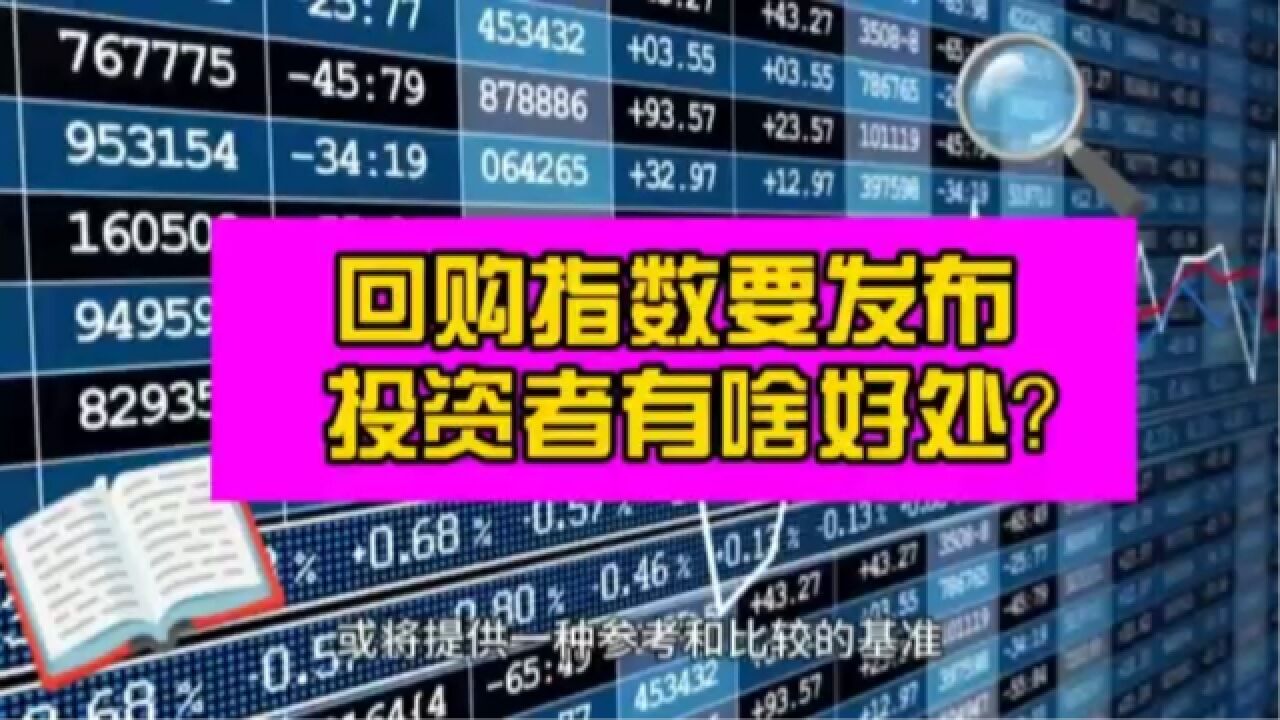 A股又将迎来大事 这个回购指数意义重大 投资者有什么好处?