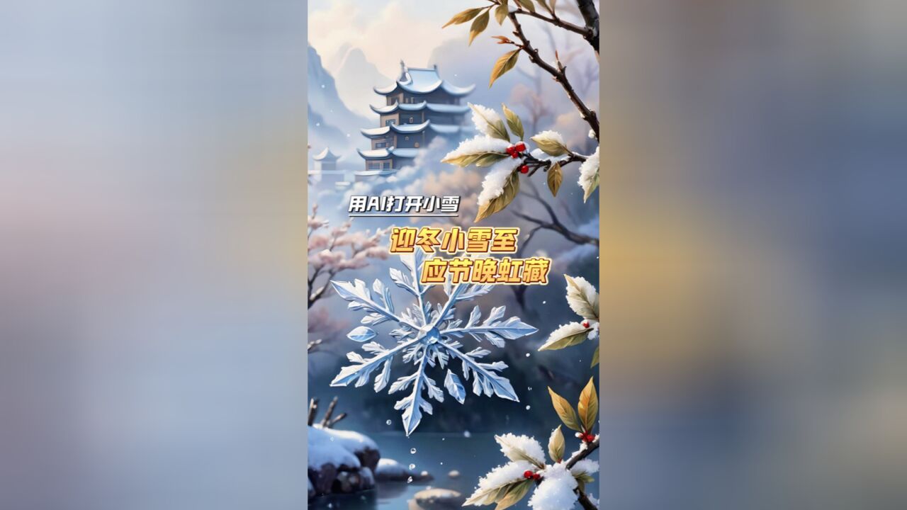 用AI打开小雪:迎冬小雪至,应节晚虹藏