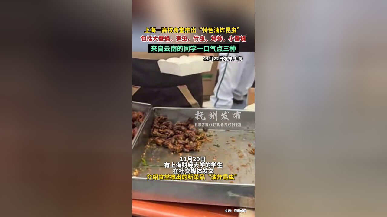 上海一高校食堂推出“特色油炸昆虫”