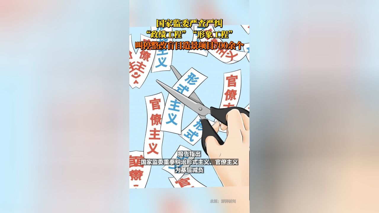 国家监委严查严纠政绩工程形象工程:700余个盲目造景项目被叫停整改