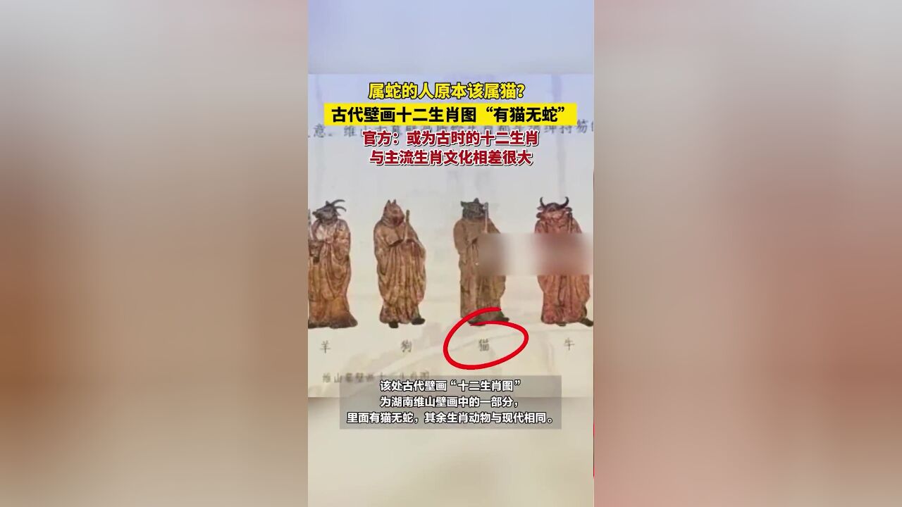 属蛇的人原本该属猫?古代壁画十二生肖图“有猫无蛇”,官方:或为古时的十二生肖