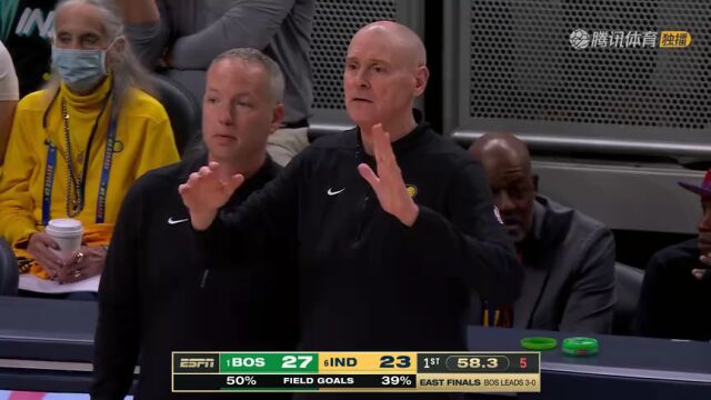 NBA季后赛：凯尔特人vs步行者第1节英文原声回放