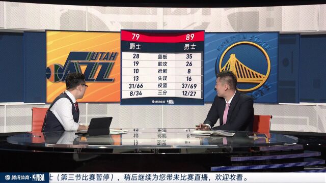 NBA常规赛：爵士vs勇士第3节中文解说回放