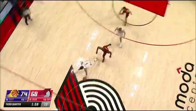  NBA常规赛：太阳vs开拓者第3节英文原声回放